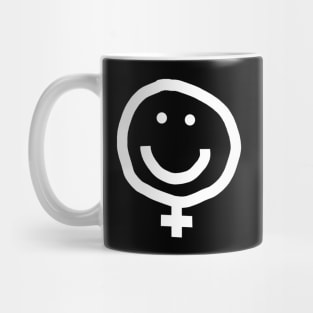 Minimal Female Smiley Face White Line Mug